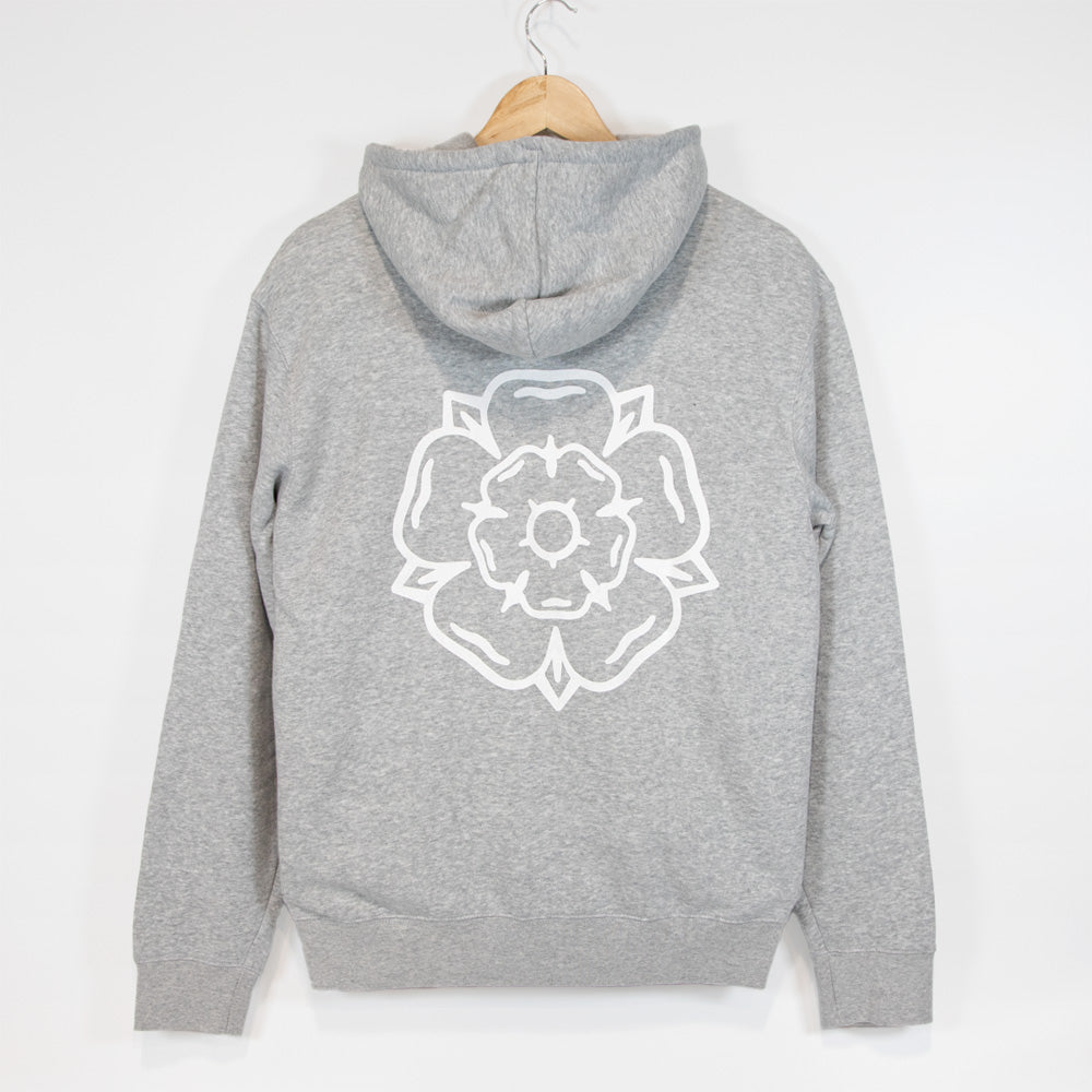 Don't Mess With Yorkshire - Rose Zip Hooded Sweatshirt Grey