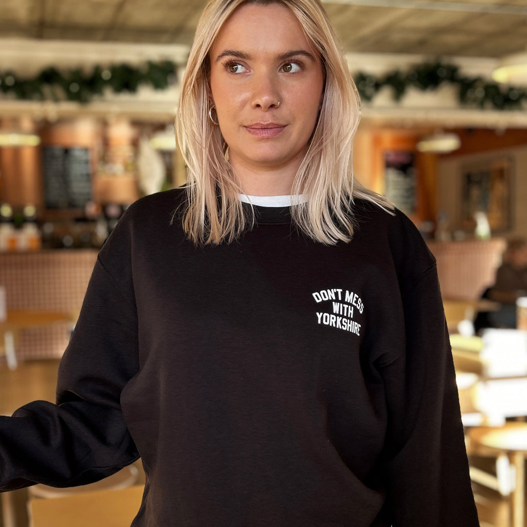 Don't Mess With Yorkshire - Rose Crew Sweatshirt - Black